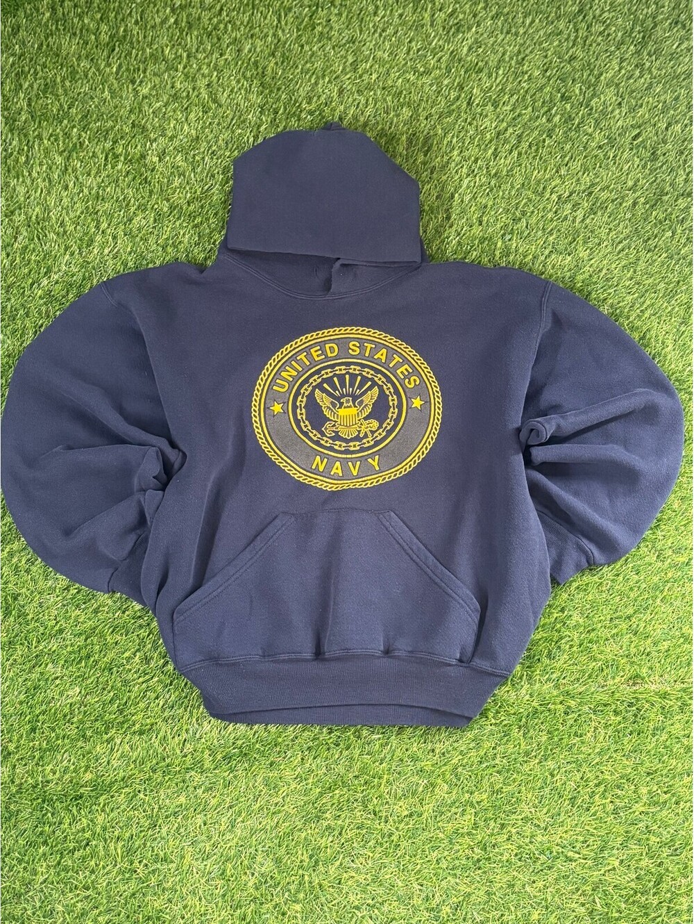 Vintage Soffe Navy Blue Cotton Blend Hoodie, Unisex Adults size Regular	6